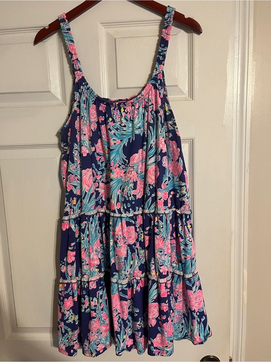Lilly Pulitzer Dresses & Skirts - Lilly Pulitzer Navy Floral Dress with Pink & Aqua Print